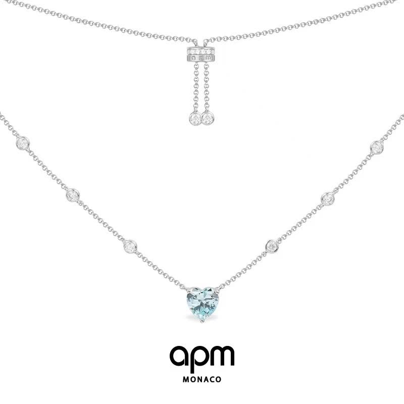 APM Monaco Heart-Shaped Blue Topaz Necklace